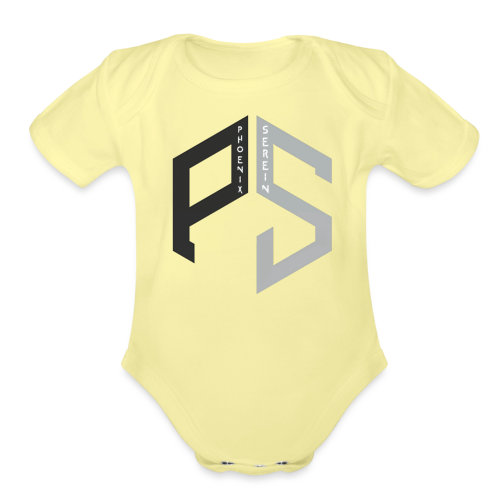 PS Logo Short Sleeve Baby Onesie - washed yellow