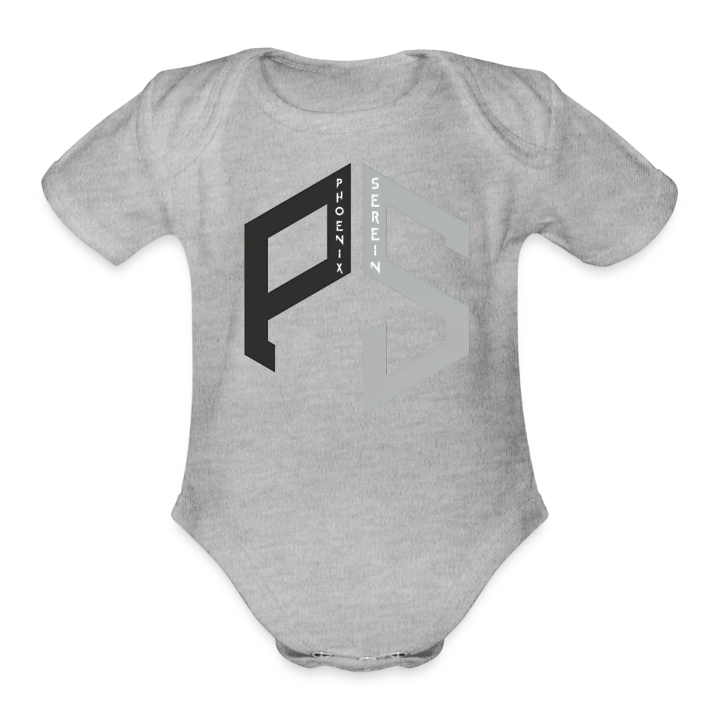PS Logo Short Sleeve Baby Onesie - heather grey