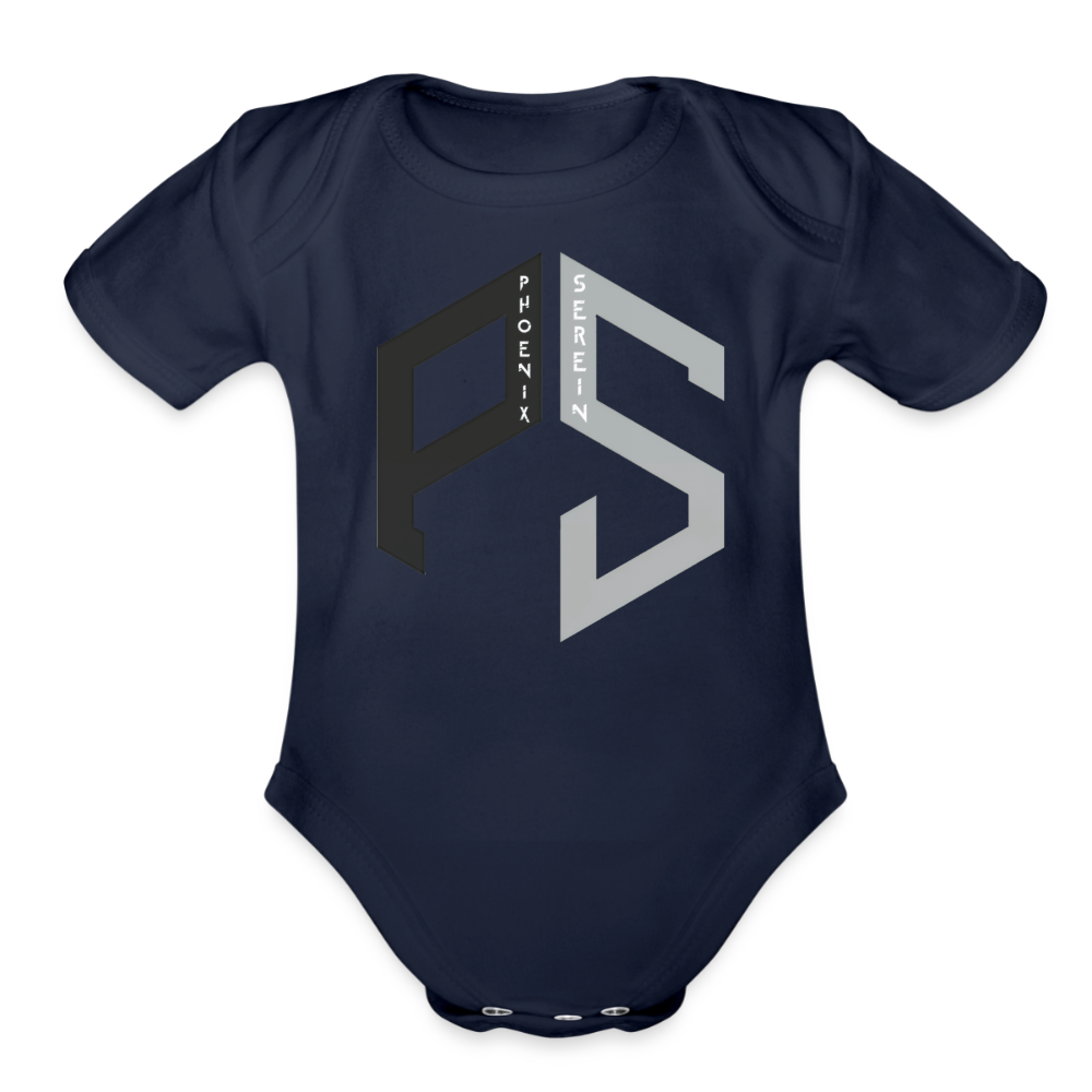 PS Logo Short Sleeve Baby Onesie - dark navy